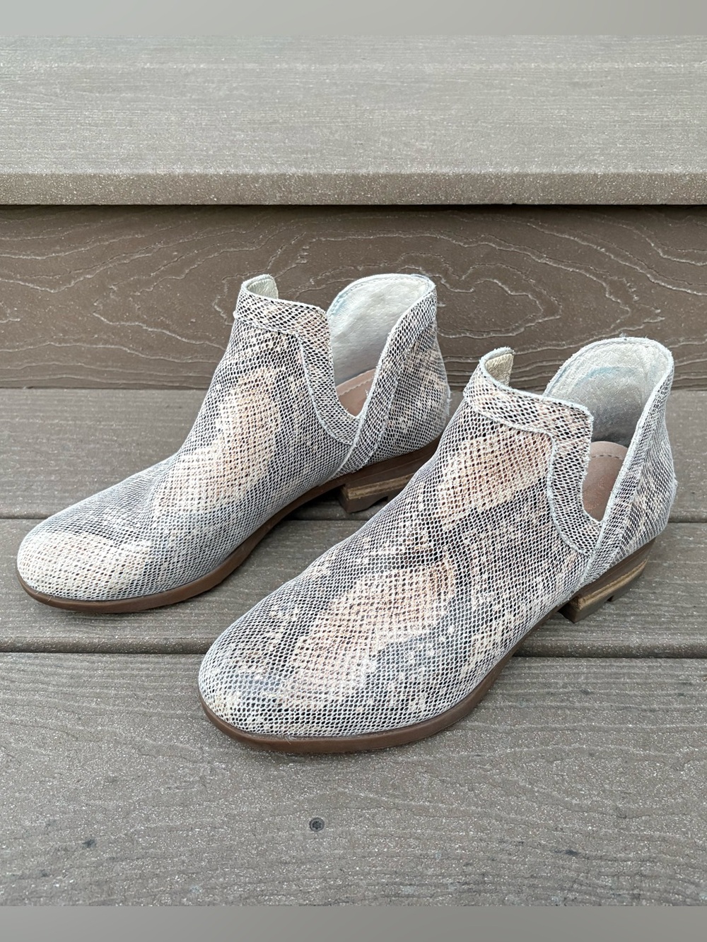Sorel Lolla Cut-Out Snake Print Booties